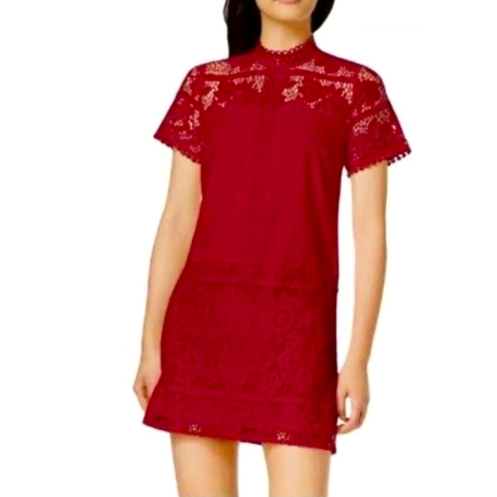 Kensie Red Lace Shift Dress